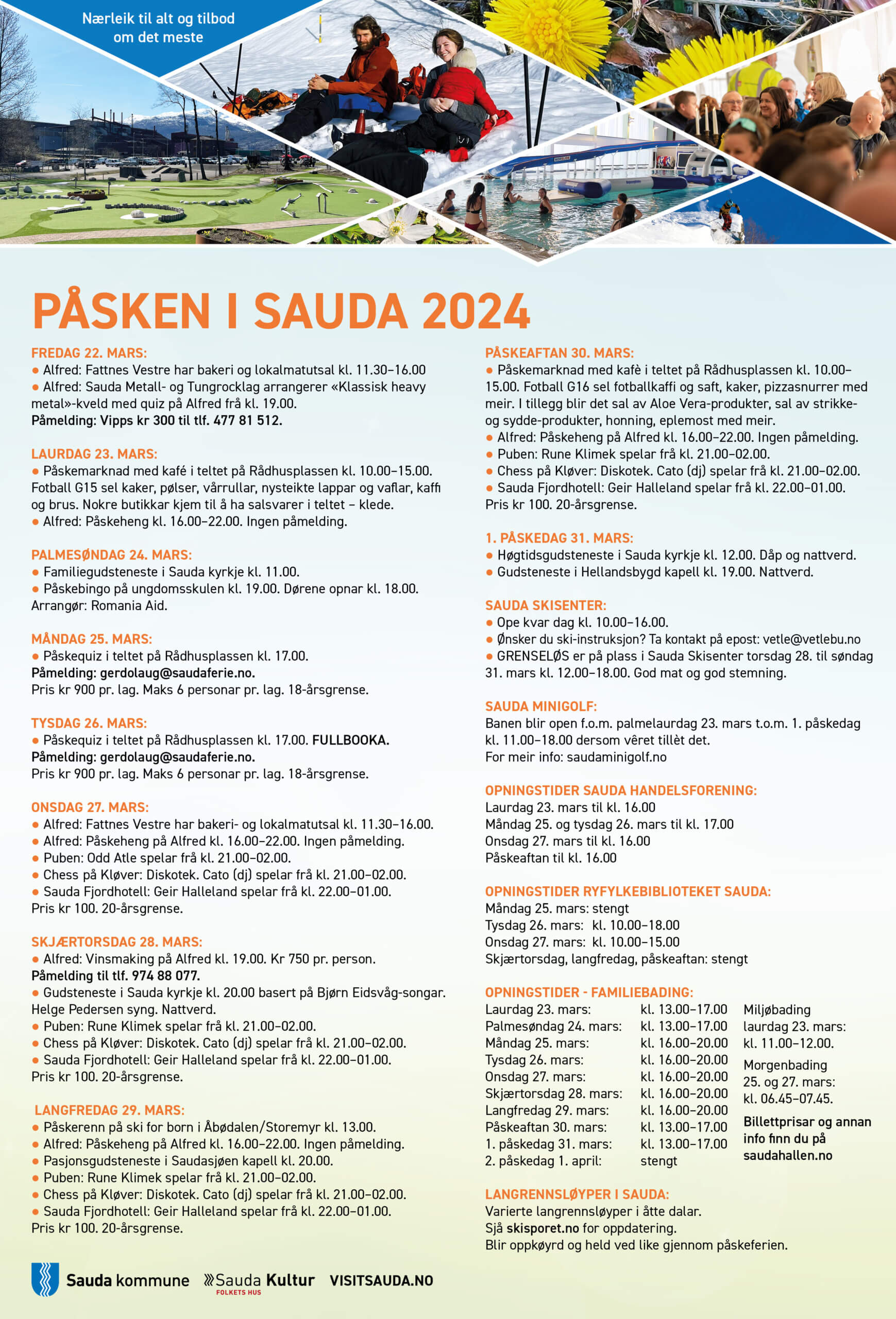 Programoversikt for påsken i Sauda 2024